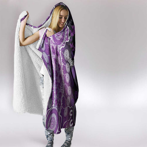 Domestic Violence Awareness Personalised Hooded Blanket Aboriginal Ribbon Dot Painting