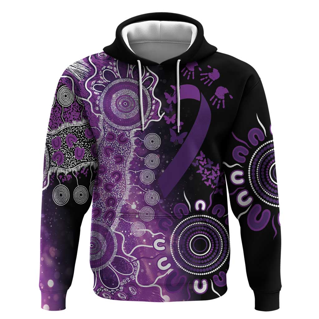 Domestic Violence Awareness Personalised Hoodie Aboriginal Ribbon Dot Painting