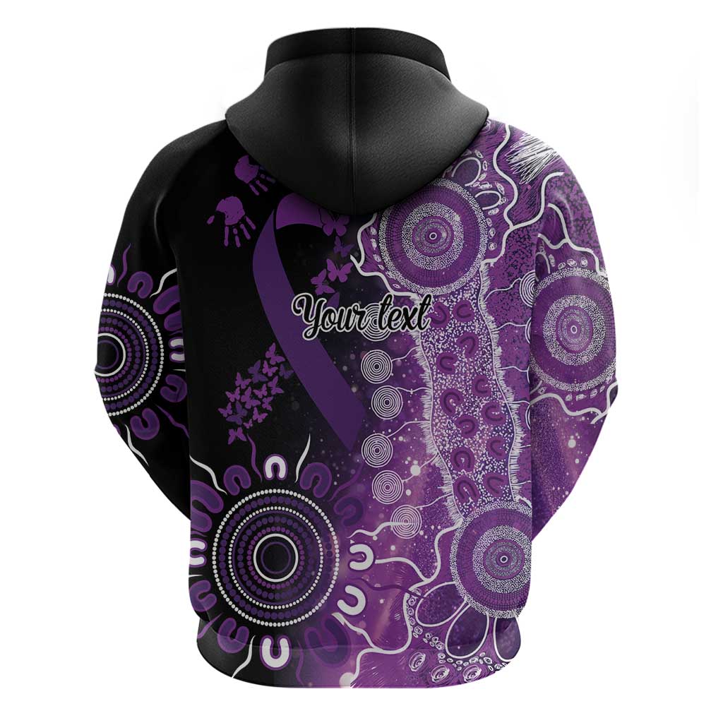 Domestic Violence Awareness Personalised Hoodie Aboriginal Ribbon Dot Painting