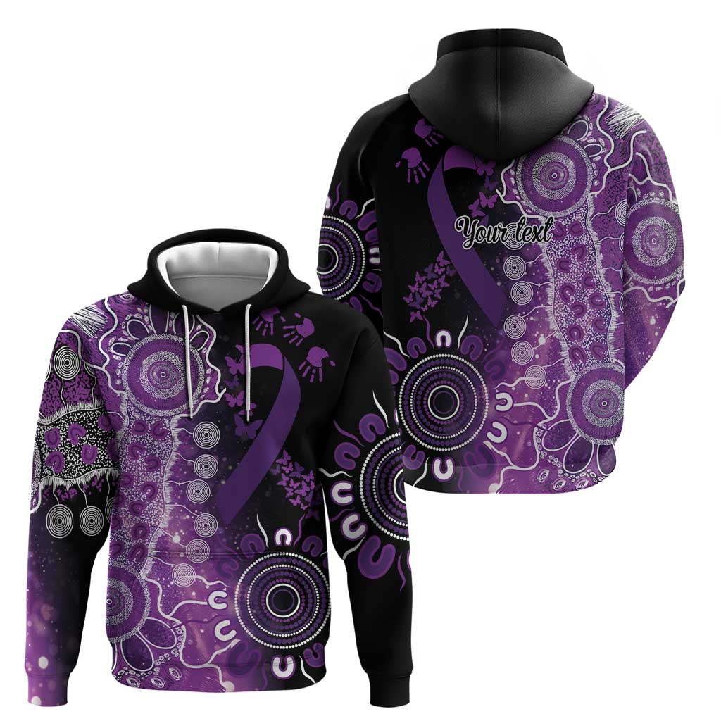 Domestic Violence Awareness Personalised Hoodie Aboriginal Ribbon Dot Painting