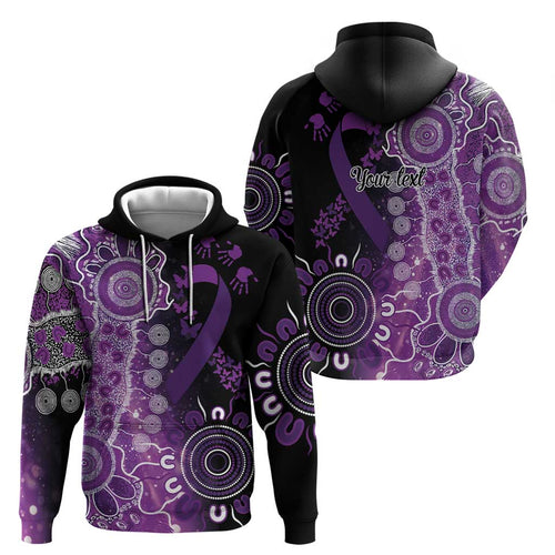 Domestic Violence Awareness Personalised Hoodie Aboriginal Ribbon Dot Painting