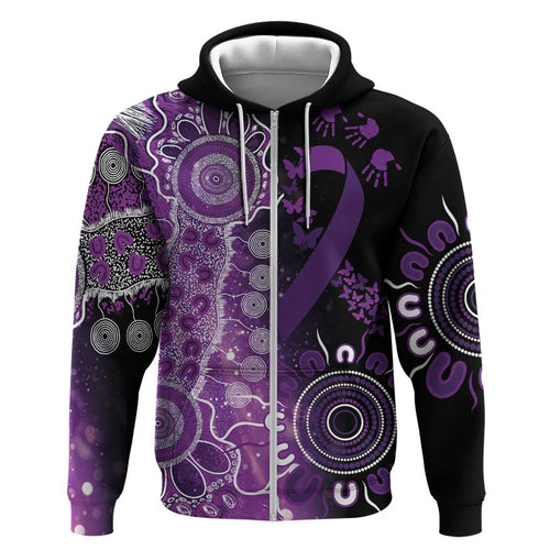 Domestic Violence Awareness Personalised Hoodie Aboriginal Ribbon Dot Painting