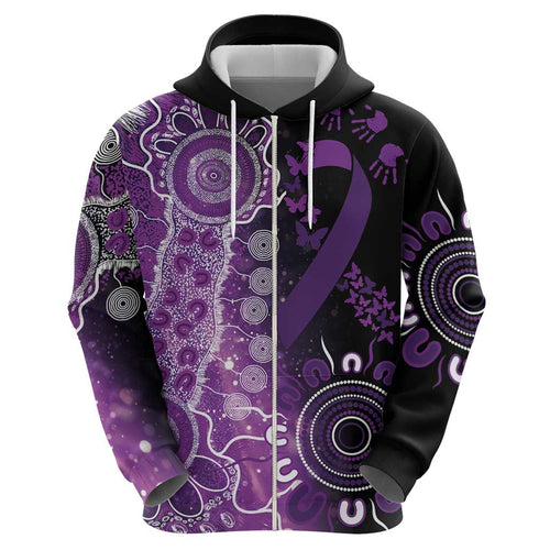 Domestic Violence Awareness Personalised Hoodie Aboriginal Ribbon Dot Painting