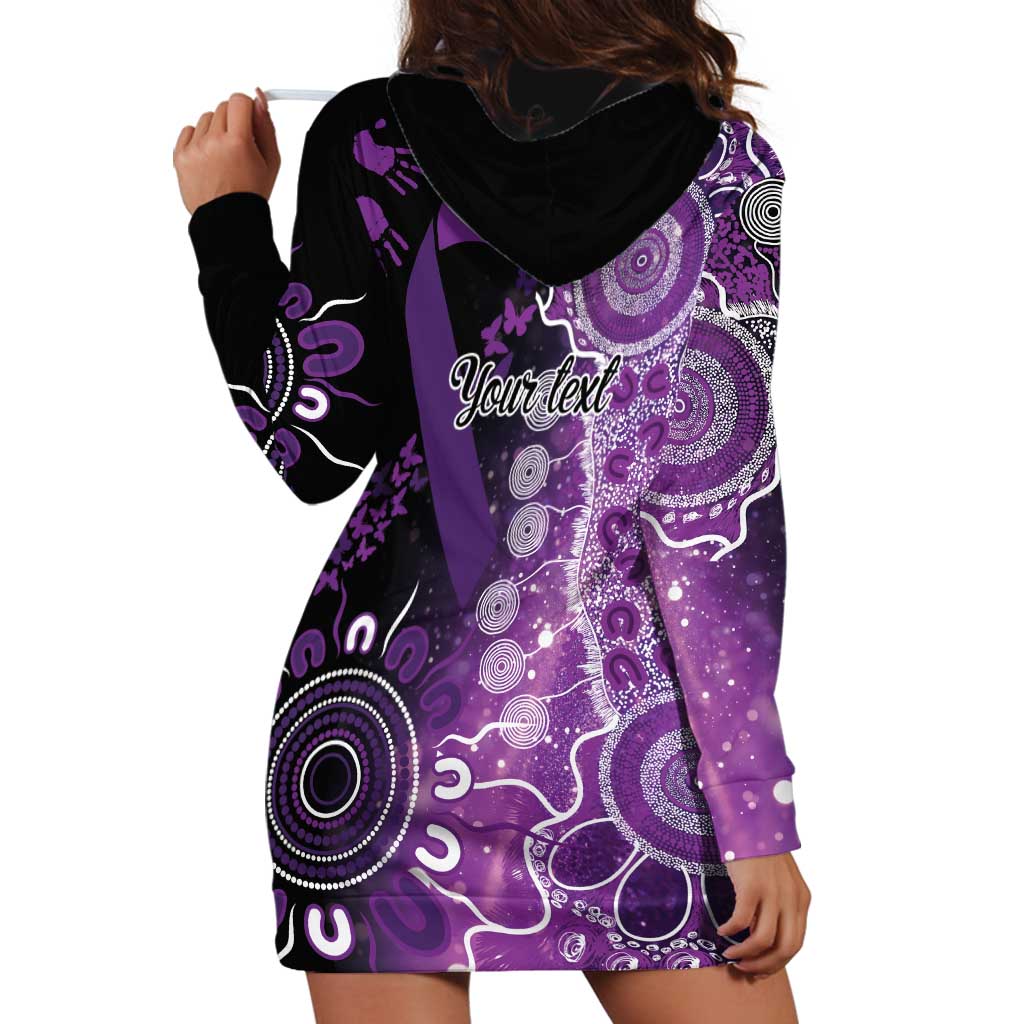Domestic Violence Awareness Personalised Hoodie Dress Aboriginal Ribbon Dot Painting