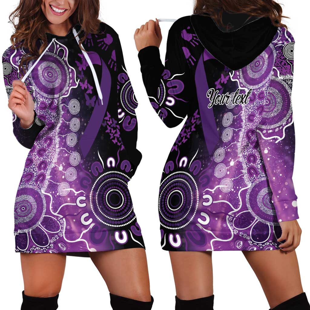 Domestic Violence Awareness Personalised Hoodie Dress Aboriginal Ribbon Dot Painting