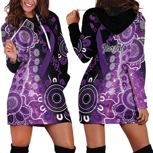 Domestic Violence Awareness Personalised Hoodie Dress Aboriginal Ribbon Dot Painting