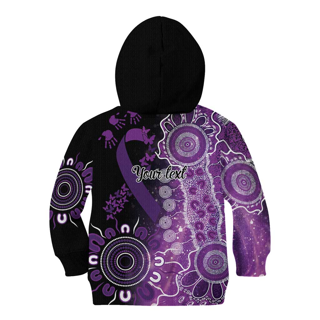 Domestic Violence Awareness Personalised Kid Hoodie Aboriginal Ribbon Dot Painting