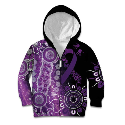 Domestic Violence Awareness Personalised Kid Hoodie Aboriginal Ribbon Dot Painting