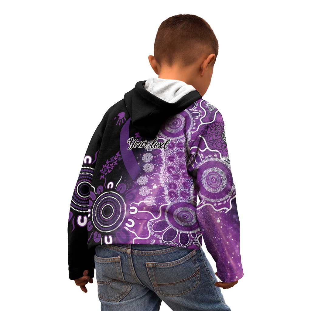 Domestic Violence Awareness Personalised Kid Hoodie Aboriginal Ribbon Dot Painting