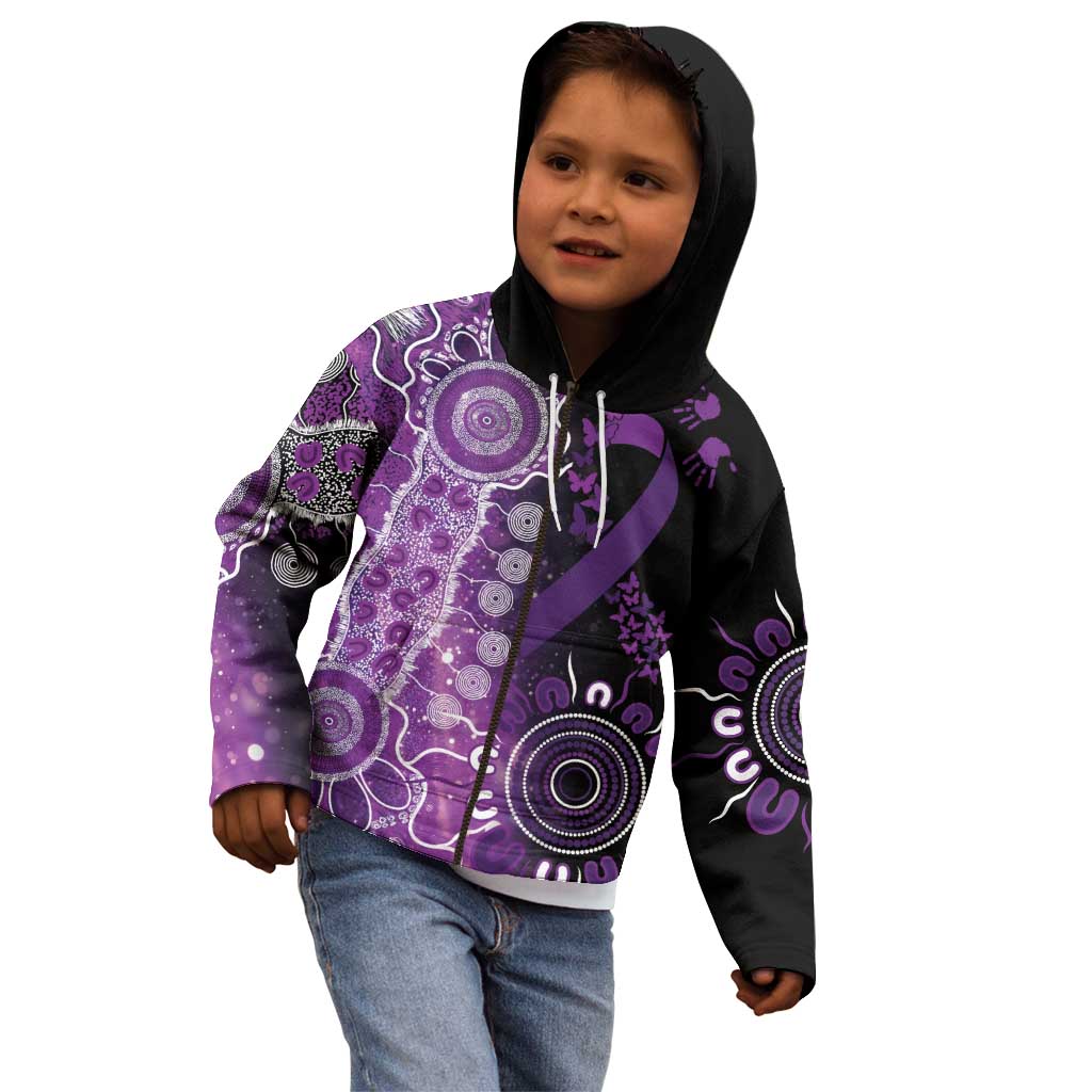 Domestic Violence Awareness Personalised Kid Hoodie Aboriginal Ribbon Dot Painting