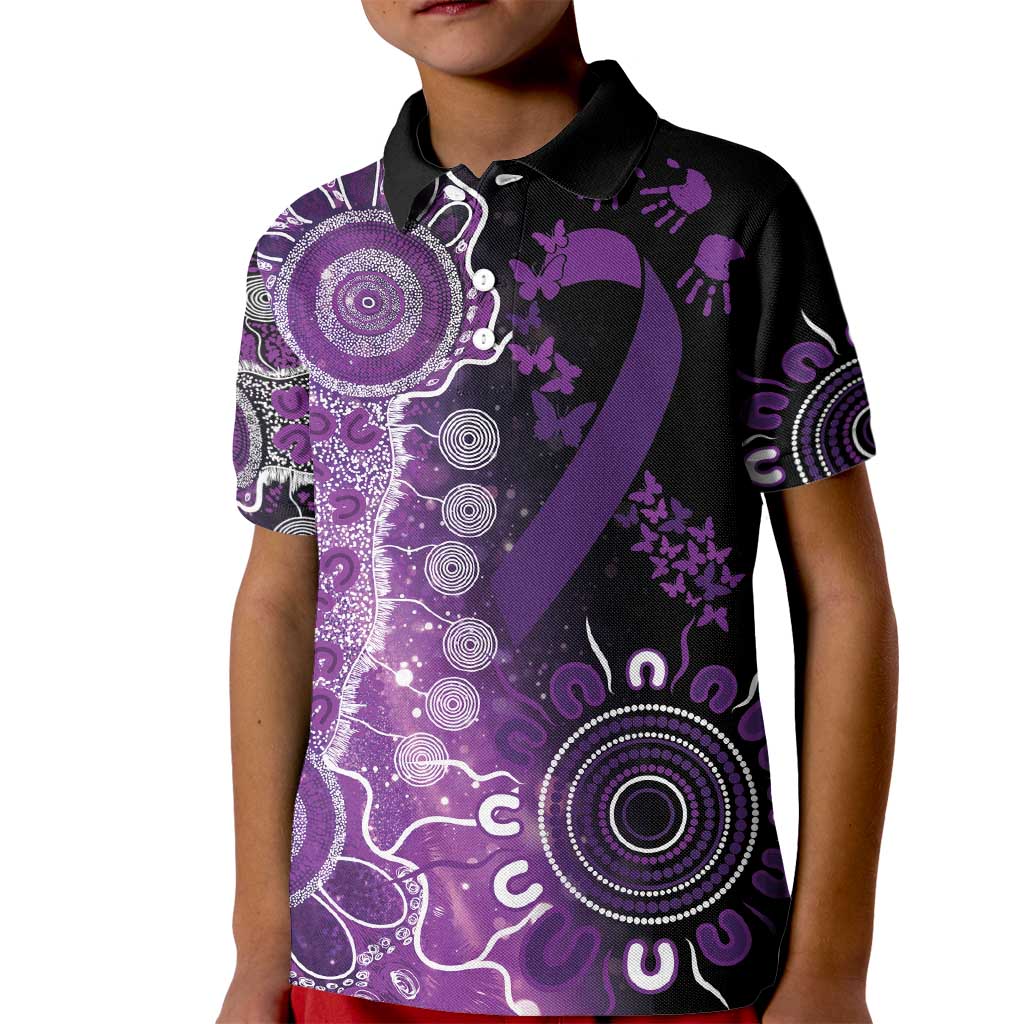 Domestic Violence Awareness Personalised Kid Polo Shirt Aboriginal Ribbon Dot Painting