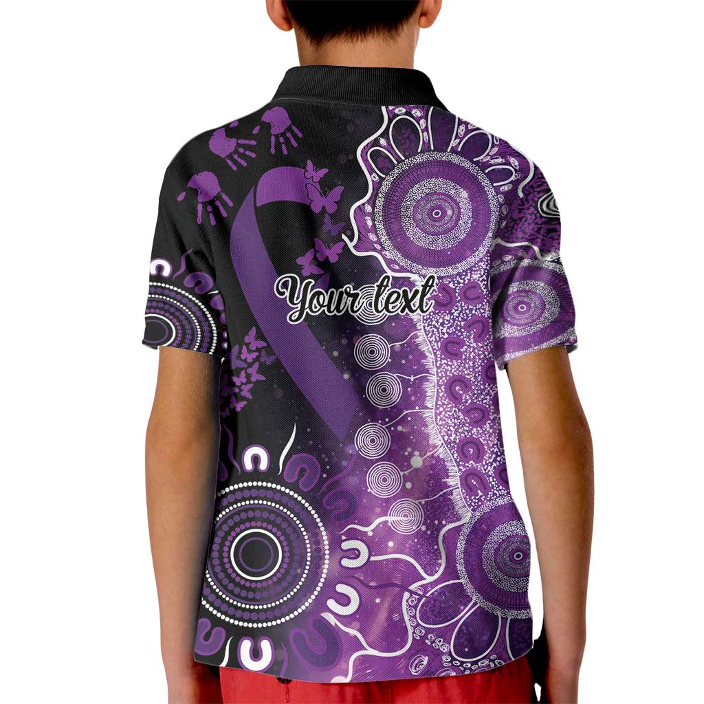Domestic Violence Awareness Personalised Kid Polo Shirt Aboriginal Ribbon Dot Painting