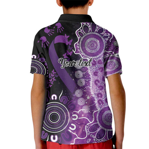 Domestic Violence Awareness Personalised Kid Polo Shirt Aboriginal Ribbon Dot Painting