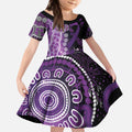 Domestic Violence Awareness Personalised Kid Short Sleeve Dress Aboriginal Ribbon Dot Painting