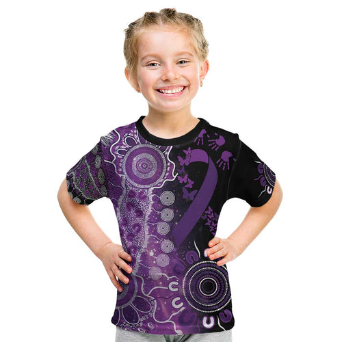 Domestic Violence Awareness Personalised Kid T Shirt Aboriginal Ribbon Dot Painting