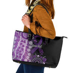 Domestic Violence Awareness Personalised Leather Tote Bag Aboriginal Ribbon Dot Painting
