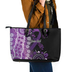 Domestic Violence Awareness Personalised Leather Tote Bag Aboriginal Ribbon Dot Painting
