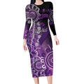 Domestic Violence Awareness Personalised Long Sleeve Bodycon Dress Aboriginal Ribbon Dot Painting