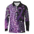 Domestic Violence Awareness Personalised Long Sleeve Polo Shirt Aboriginal Ribbon Dot Painting