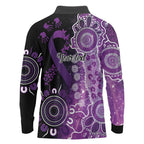 Domestic Violence Awareness Personalised Long Sleeve Polo Shirt Aboriginal Ribbon Dot Painting