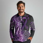 Domestic Violence Awareness Personalised Long Sleeve Polo Shirt Aboriginal Ribbon Dot Painting