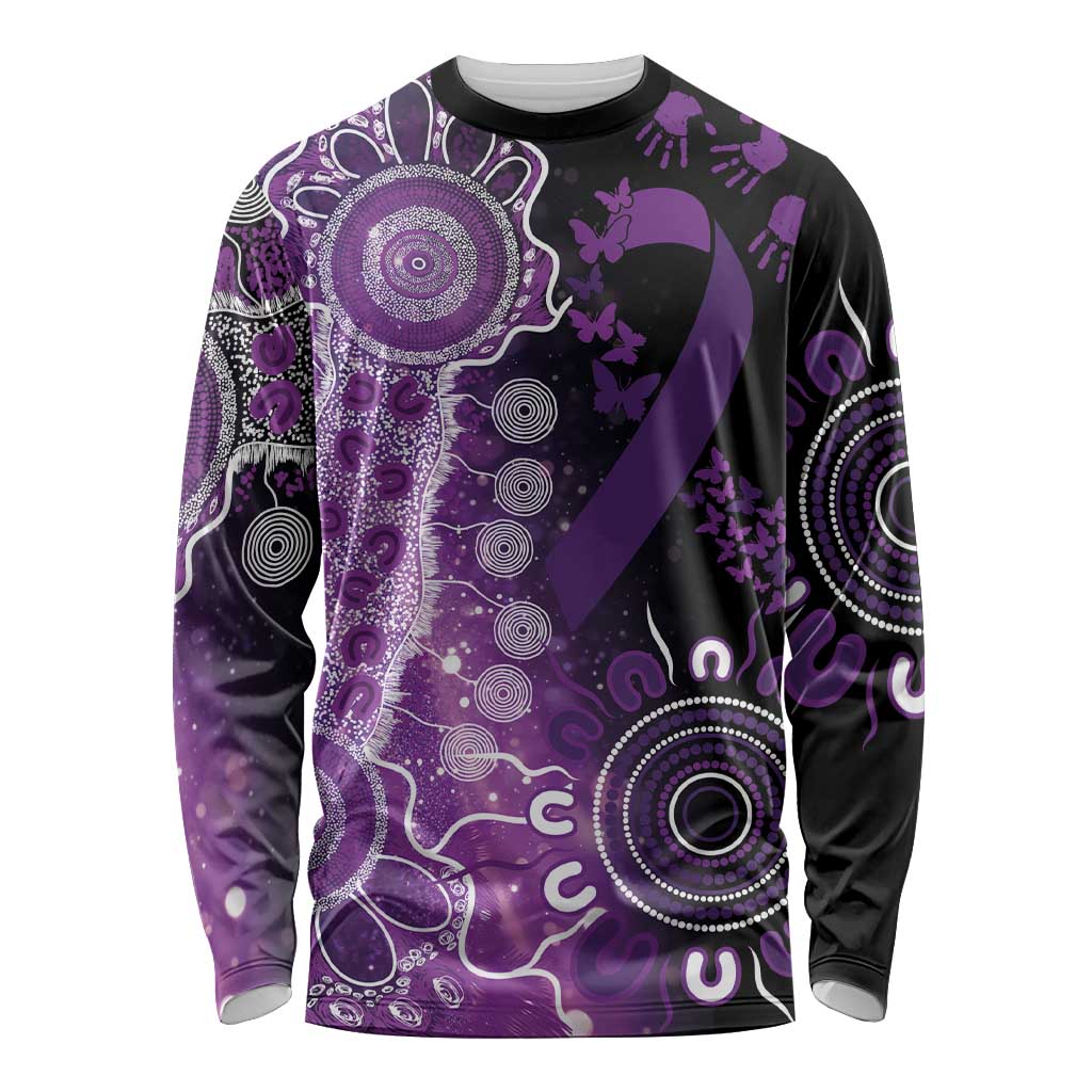 Domestic Violence Awareness Personalised Long Sleeve Shirt Aboriginal Ribbon Dot Painting