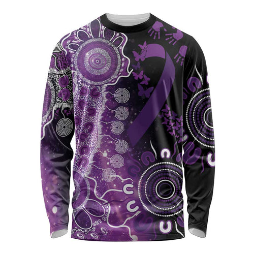 Domestic Violence Awareness Personalised Long Sleeve Shirt Aboriginal Ribbon Dot Painting