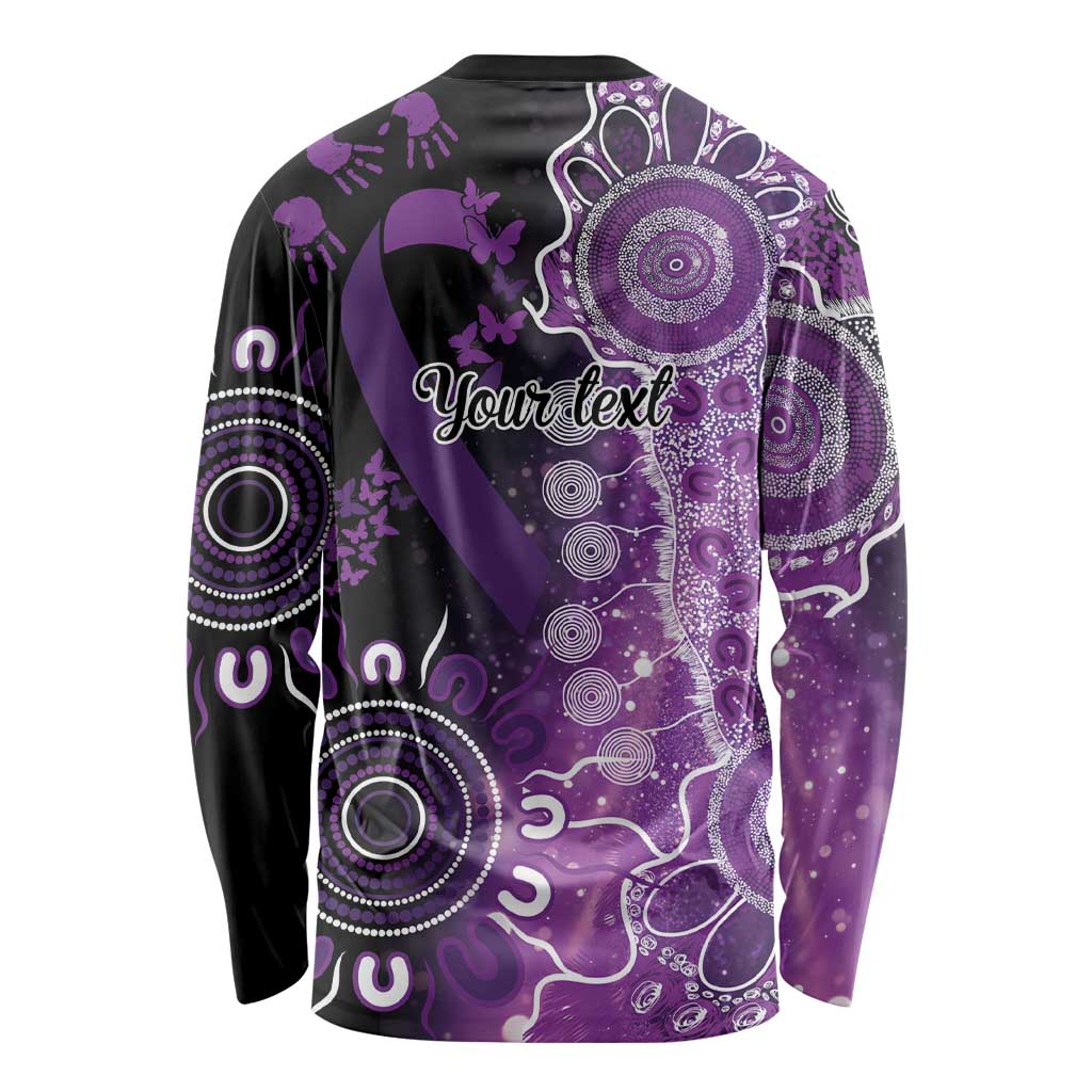 Domestic Violence Awareness Personalised Long Sleeve Shirt Aboriginal Ribbon Dot Painting