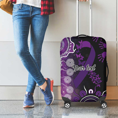Domestic Violence Awareness Personalised Luggage Cover Aboriginal Ribbon Dot Painting