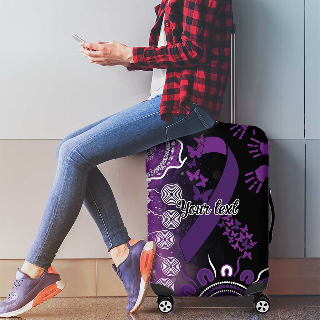 Domestic Violence Awareness Personalised Luggage Cover Aboriginal Ribbon Dot Painting