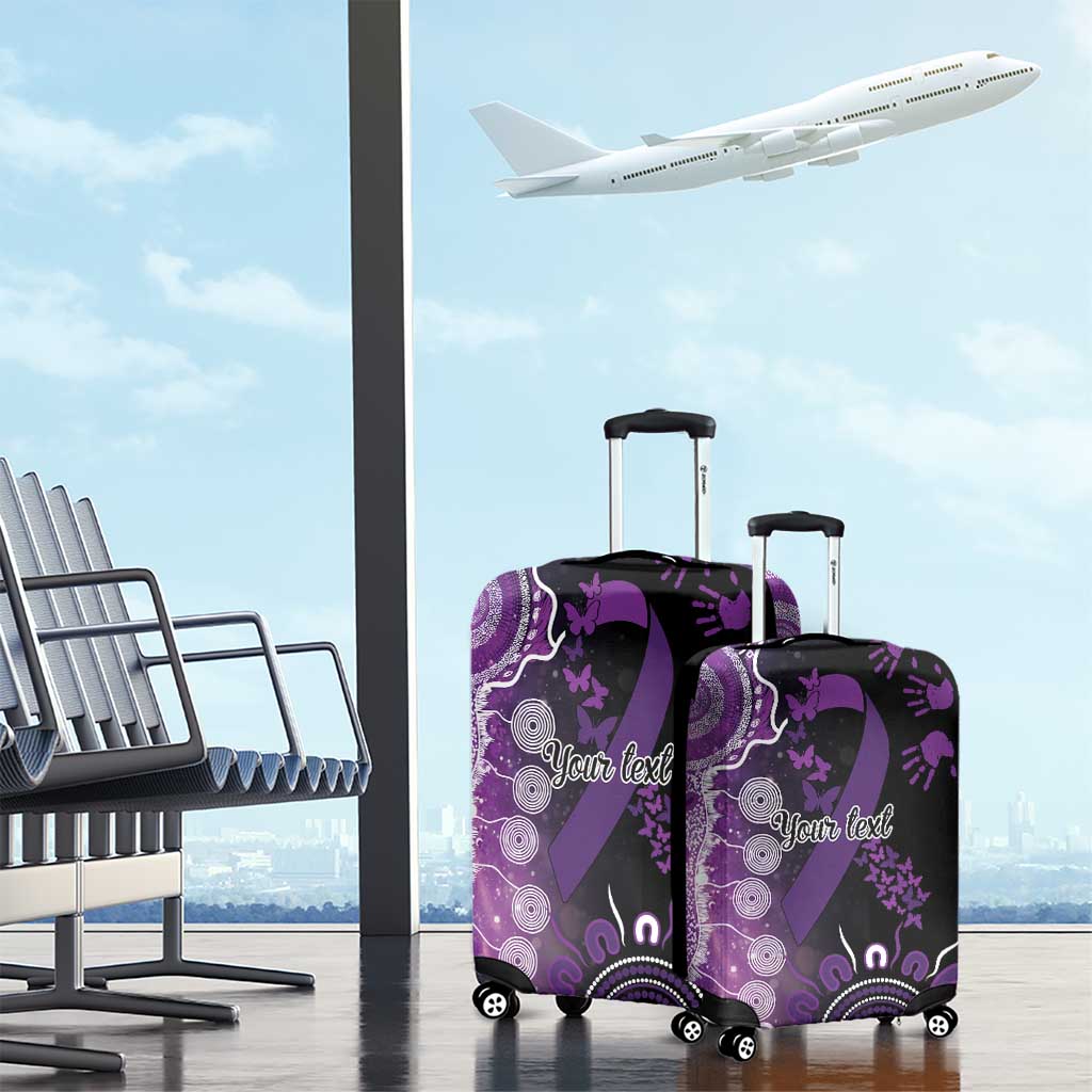 Domestic Violence Awareness Personalised Luggage Cover Aboriginal Ribbon Dot Painting