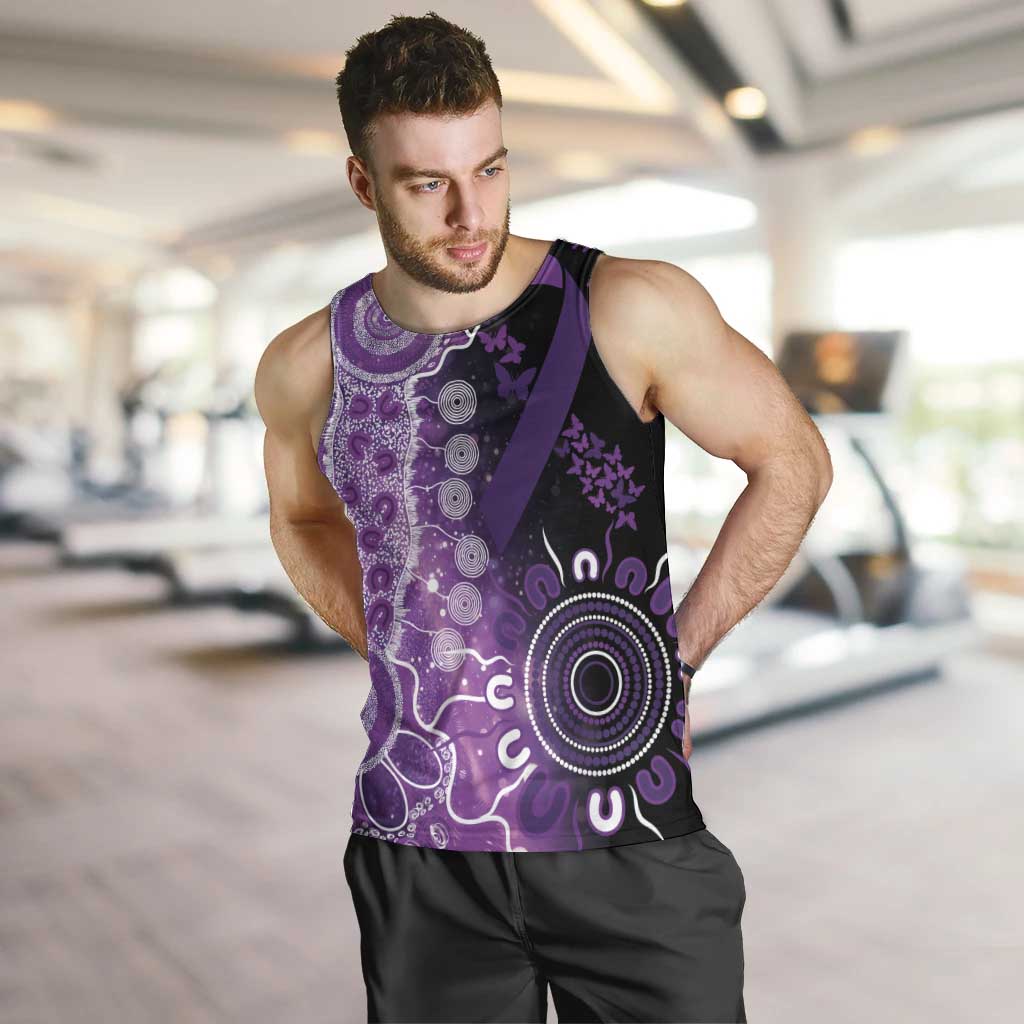 Domestic Violence Awareness Personalised Men Tank Top Aboriginal Ribbon Dot Painting