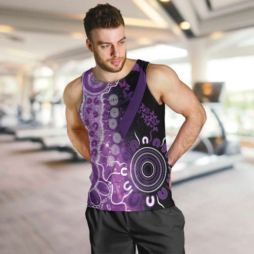 Domestic Violence Awareness Personalised Men Tank Top Aboriginal Ribbon Dot Painting