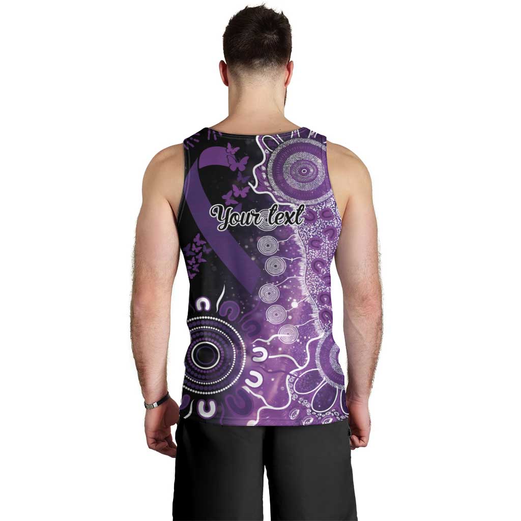 Domestic Violence Awareness Personalised Men Tank Top Aboriginal Ribbon Dot Painting
