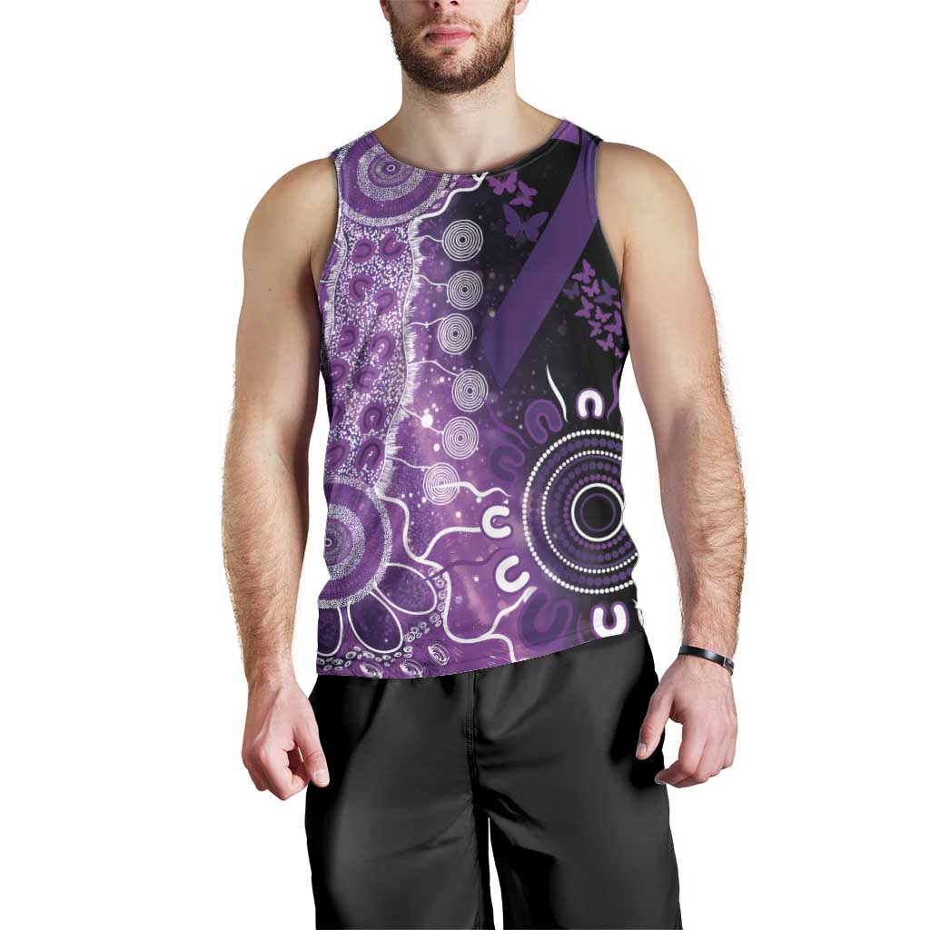 Domestic Violence Awareness Personalised Men Tank Top Aboriginal Ribbon Dot Painting