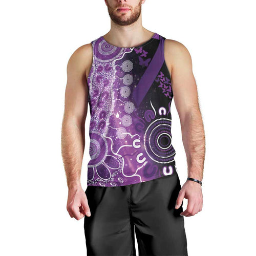 Domestic Violence Awareness Personalised Men Tank Top Aboriginal Ribbon Dot Painting