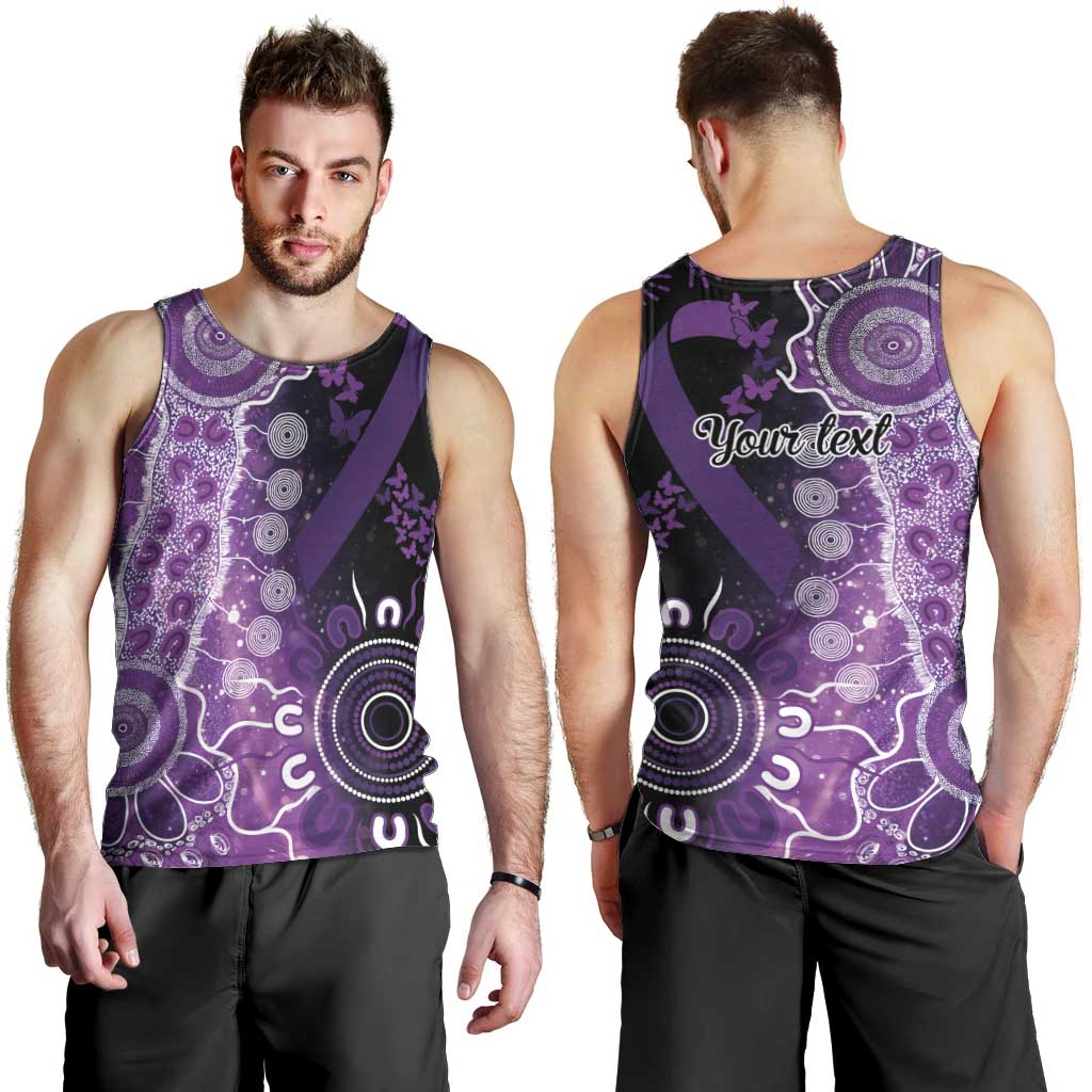 Domestic Violence Awareness Personalised Men Tank Top Aboriginal Ribbon Dot Painting