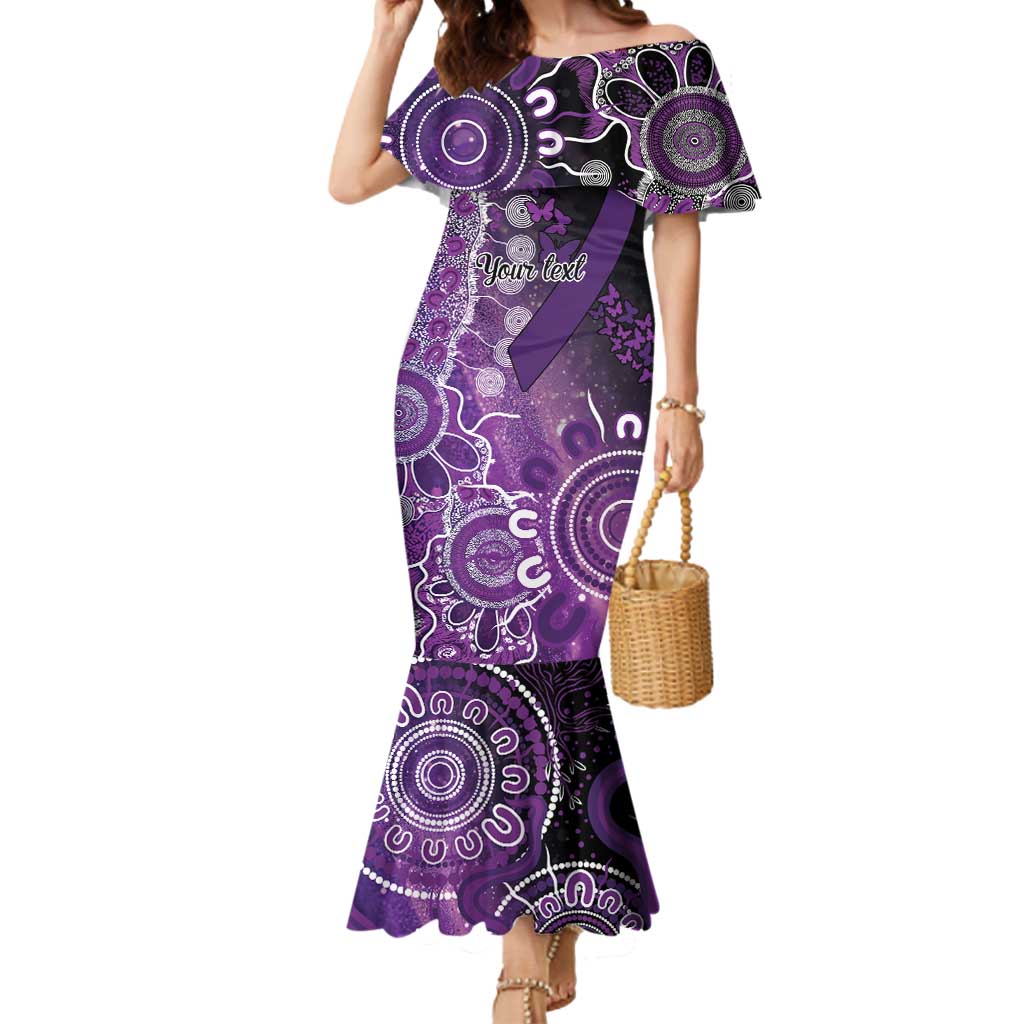 Domestic Violence Awareness Personalised Mermaid Dress Aboriginal Ribbon Dot Painting