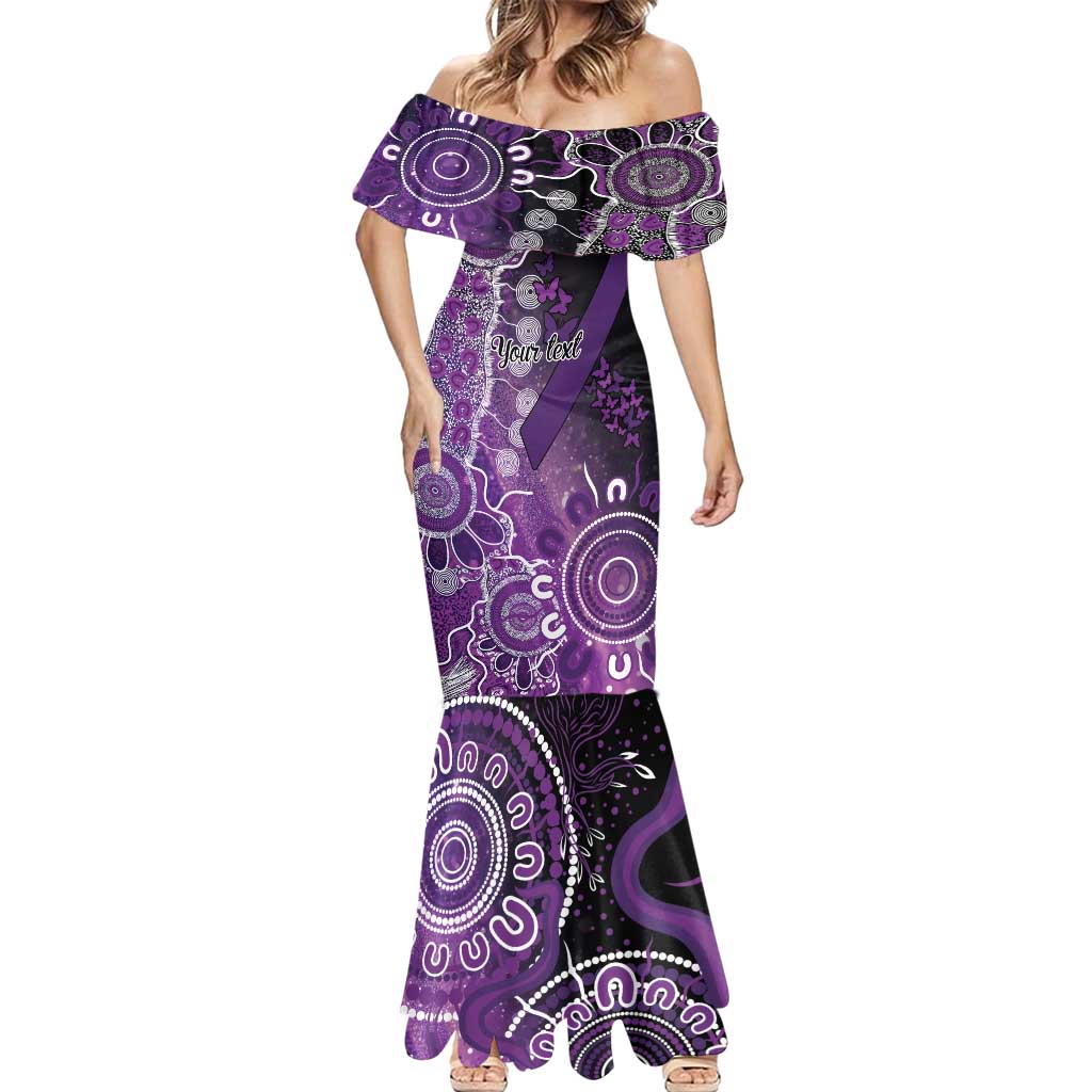Domestic Violence Awareness Personalised Mermaid Dress Aboriginal Ribbon Dot Painting