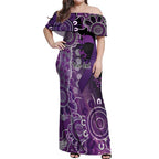Domestic Violence Awareness Personalised Off Shoulder Maxi Dress Aboriginal Ribbon Dot Painting