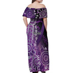 Domestic Violence Awareness Personalised Off Shoulder Maxi Dress Aboriginal Ribbon Dot Painting