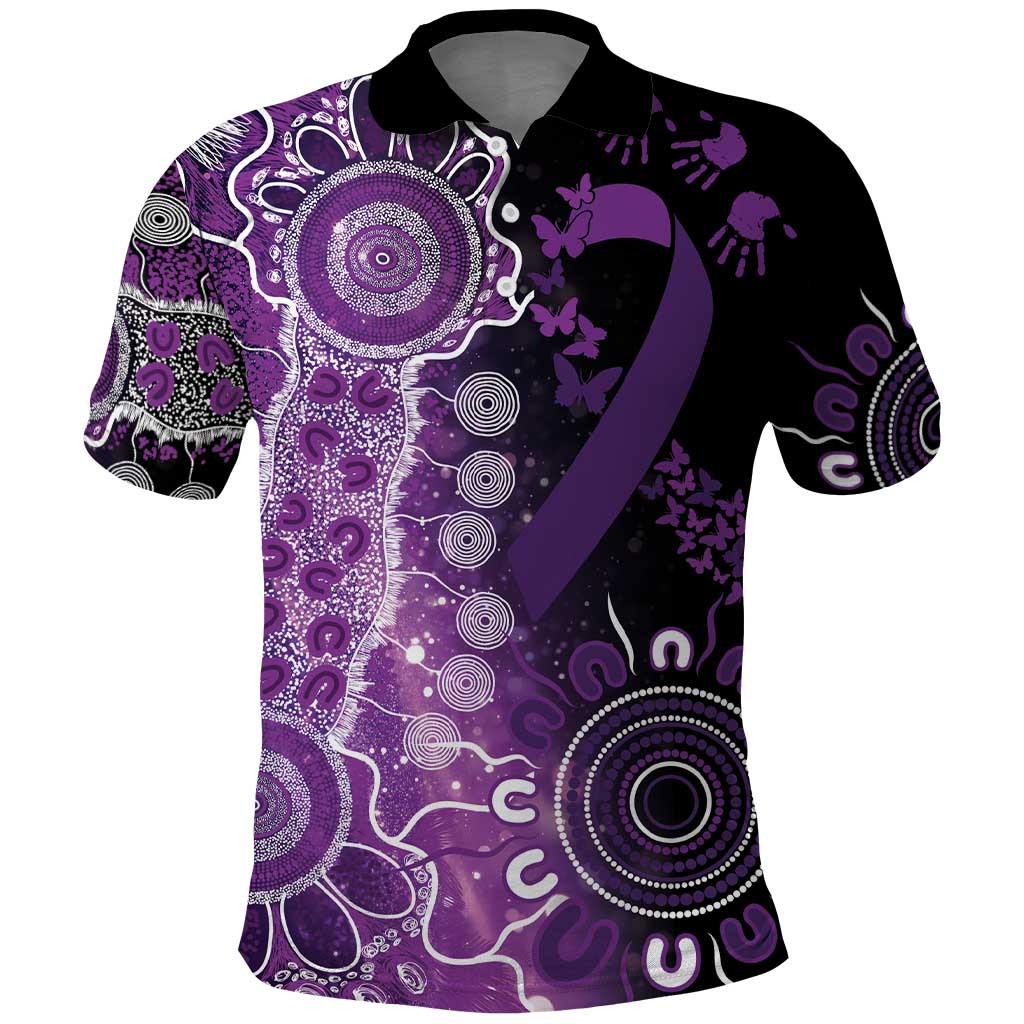 Domestic Violence Awareness Personalised Polo Shirt Aboriginal Ribbon Dot Painting