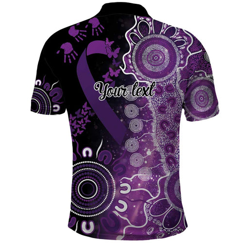 Domestic Violence Awareness Personalised Polo Shirt Aboriginal Ribbon Dot Painting