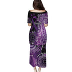 Domestic Violence Awareness Personalised Puletasi Aboriginal Ribbon Dot Painting