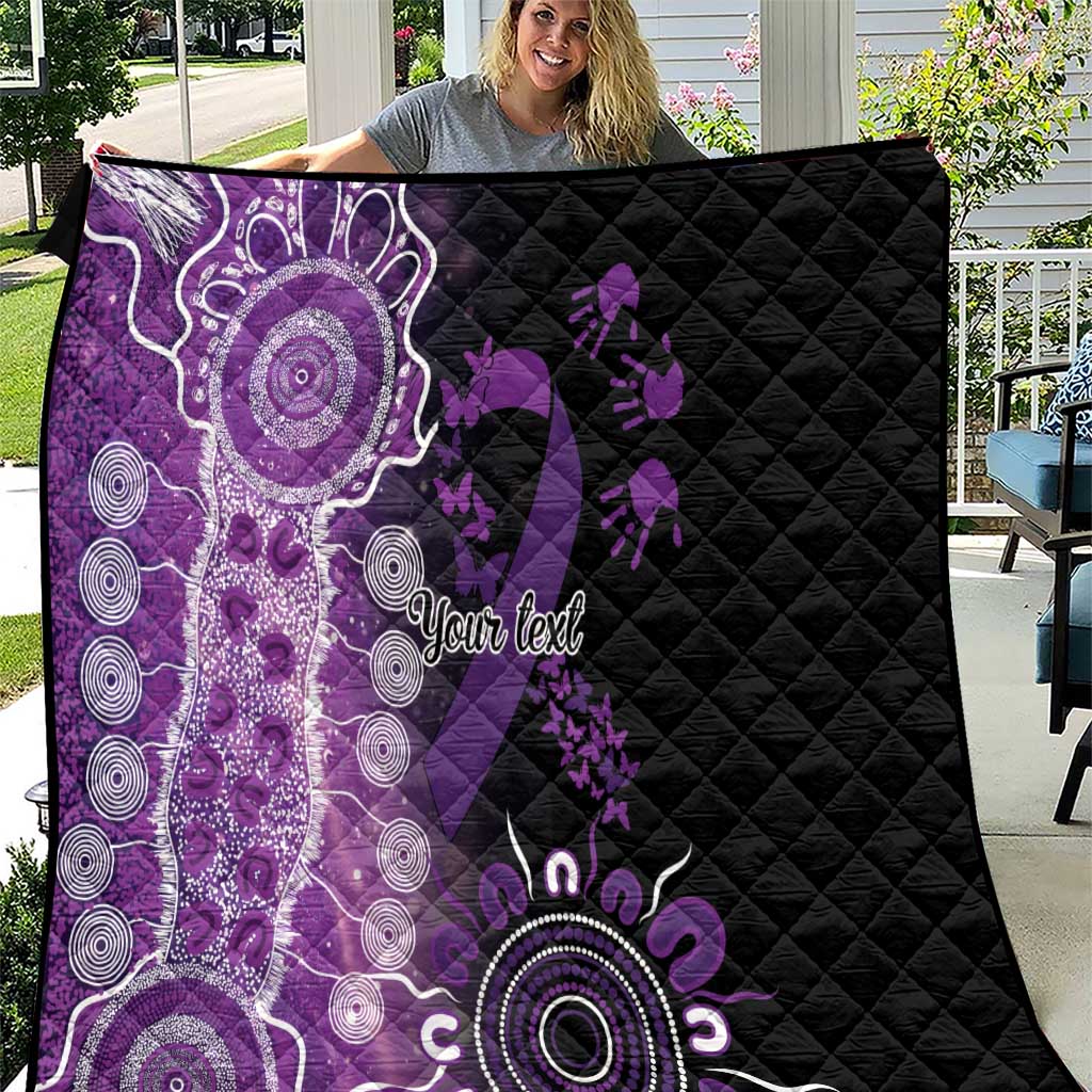 Domestic Violence Awareness Personalised Quilt Aboriginal Ribbon Dot Painting