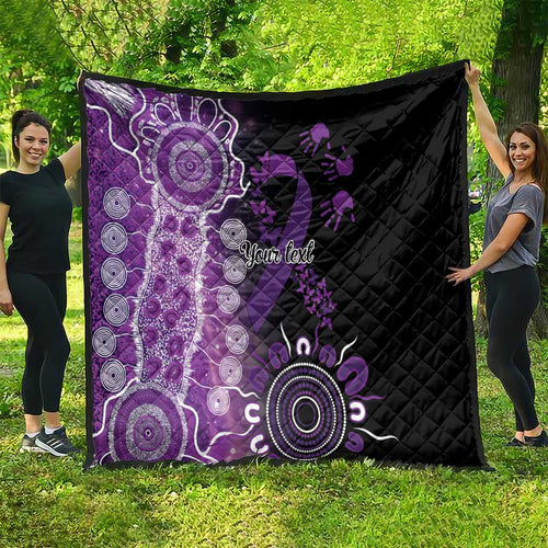Domestic Violence Awareness Personalised Quilt Aboriginal Ribbon Dot Painting