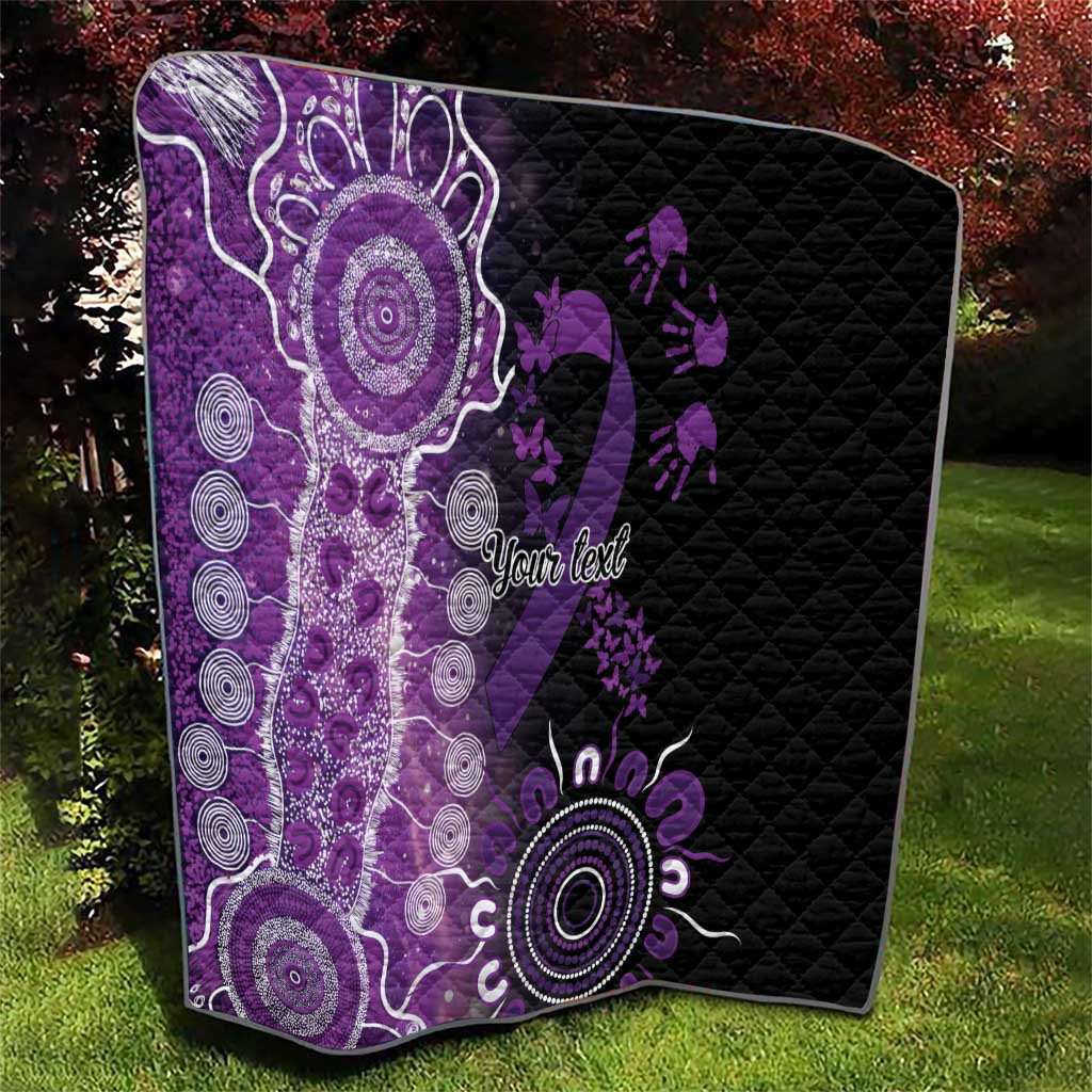 Domestic Violence Awareness Personalised Quilt Aboriginal Ribbon Dot Painting