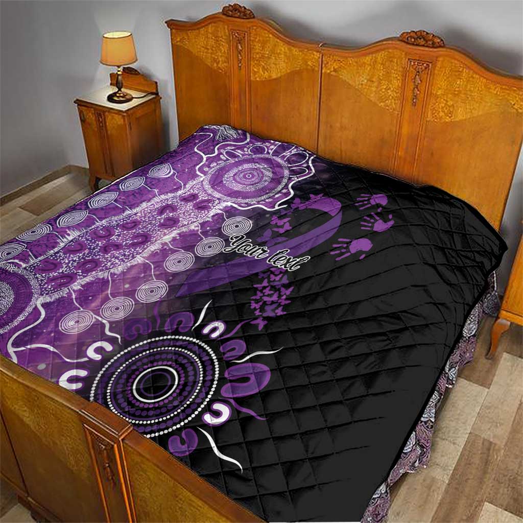 Domestic Violence Awareness Personalised Quilt Aboriginal Ribbon Dot Painting