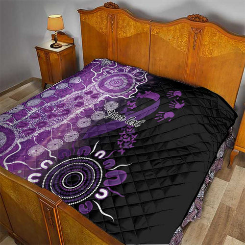 Domestic Violence Awareness Personalised Quilt Aboriginal Ribbon Dot Painting