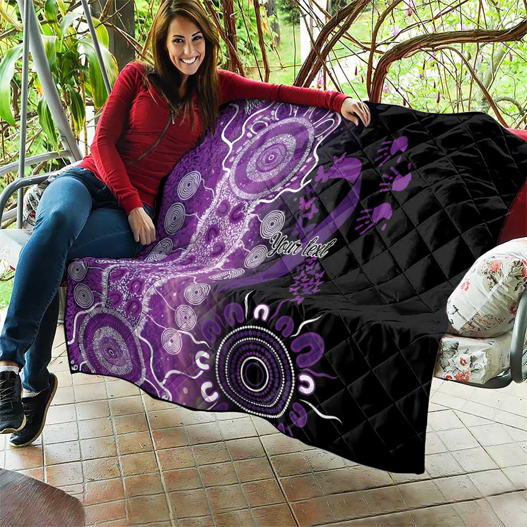 Domestic Violence Awareness Personalised Quilt Aboriginal Ribbon Dot Painting